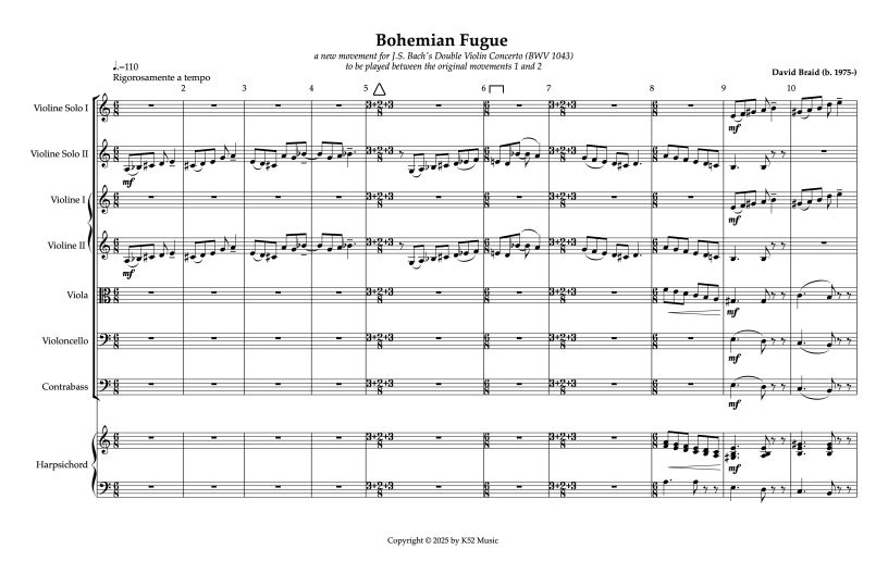 First Page of Bohemian Fugue by David Braid