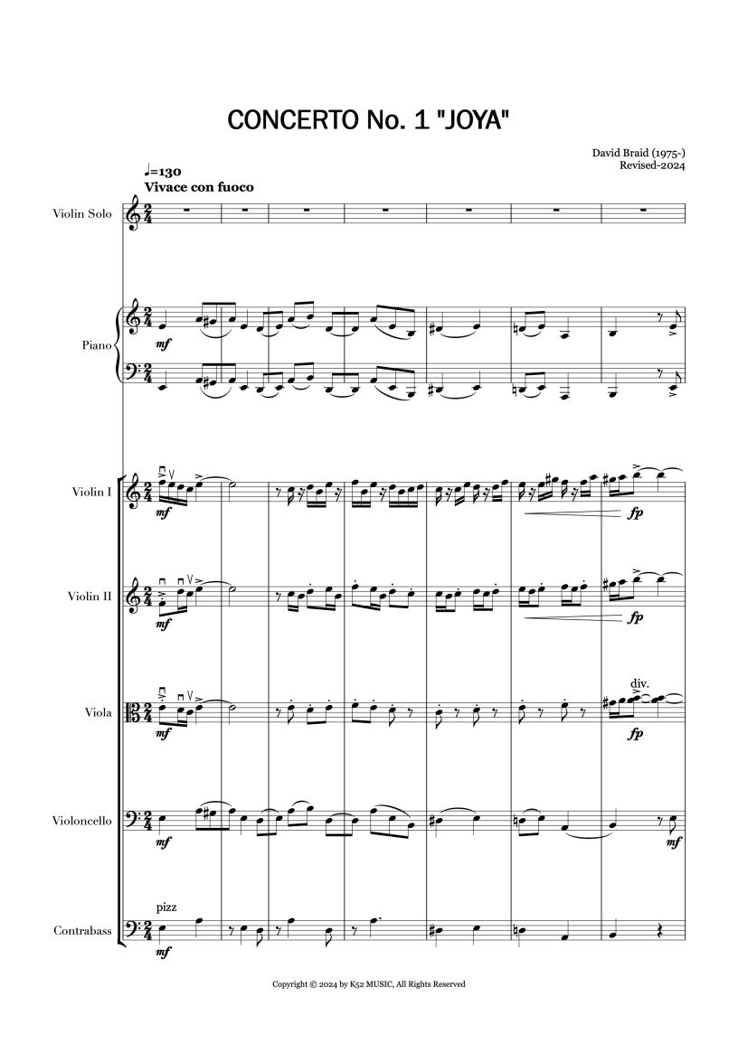 First Page of Concerto No 1 by David Braid